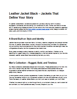 Leather Jacket Black – Jackets That Define Your Story