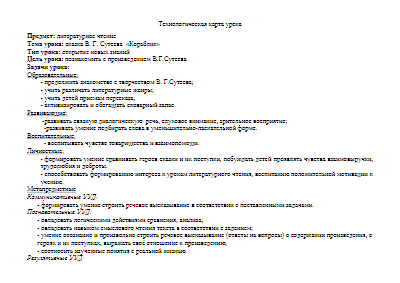 Технологическая карта урока