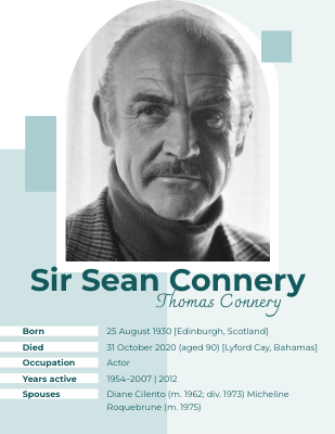 Sir Sean Connery Biography