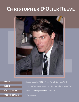 Christopher D'Olier Reeve Biography